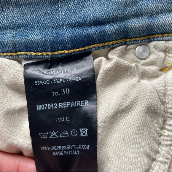 Represent England Worn Distressed Skinny Jeans pale blue 22423 - Picture 12 of 14